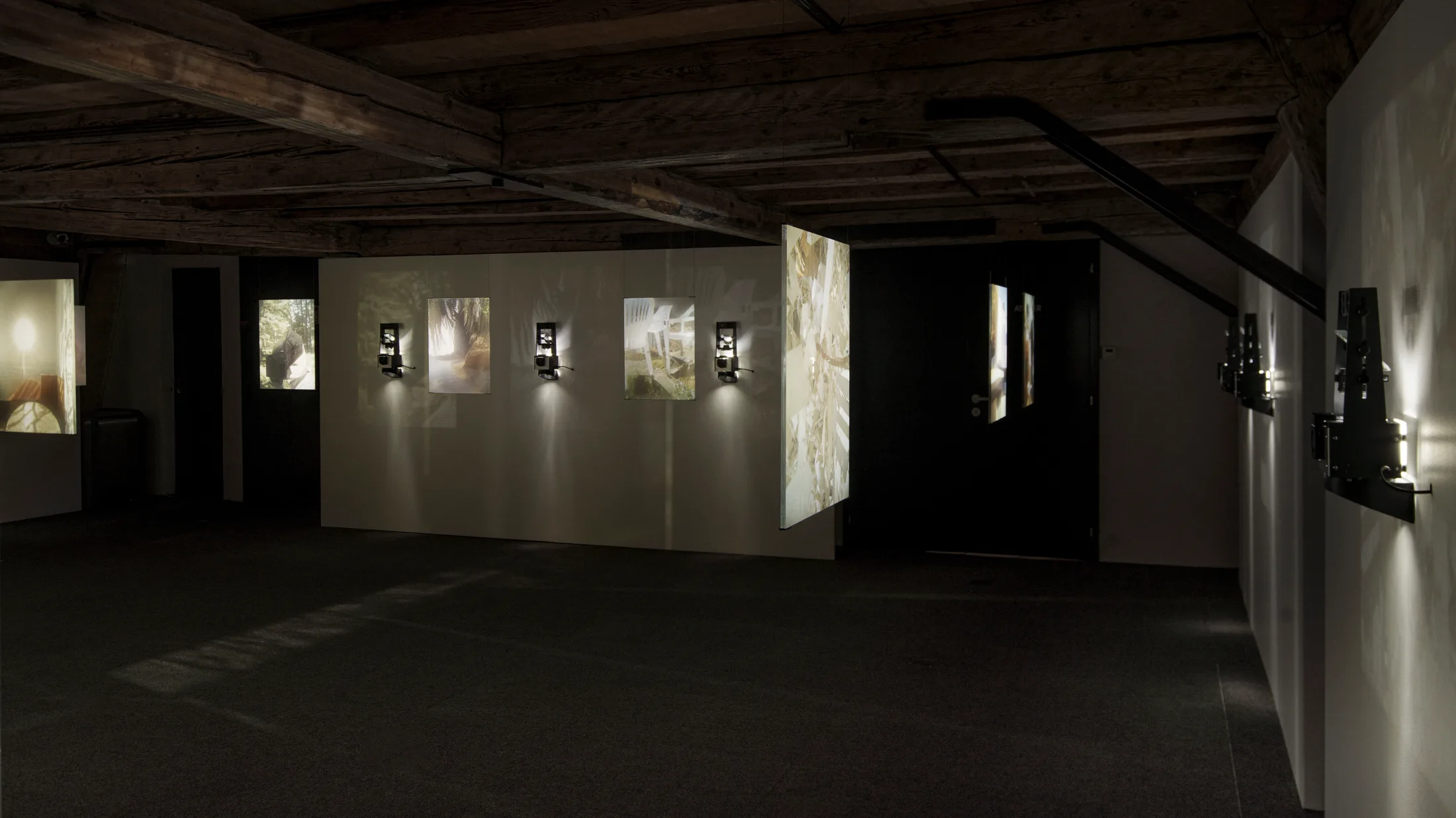 Room 1, wide view: magic lanterns projecting onto plexiglass screens